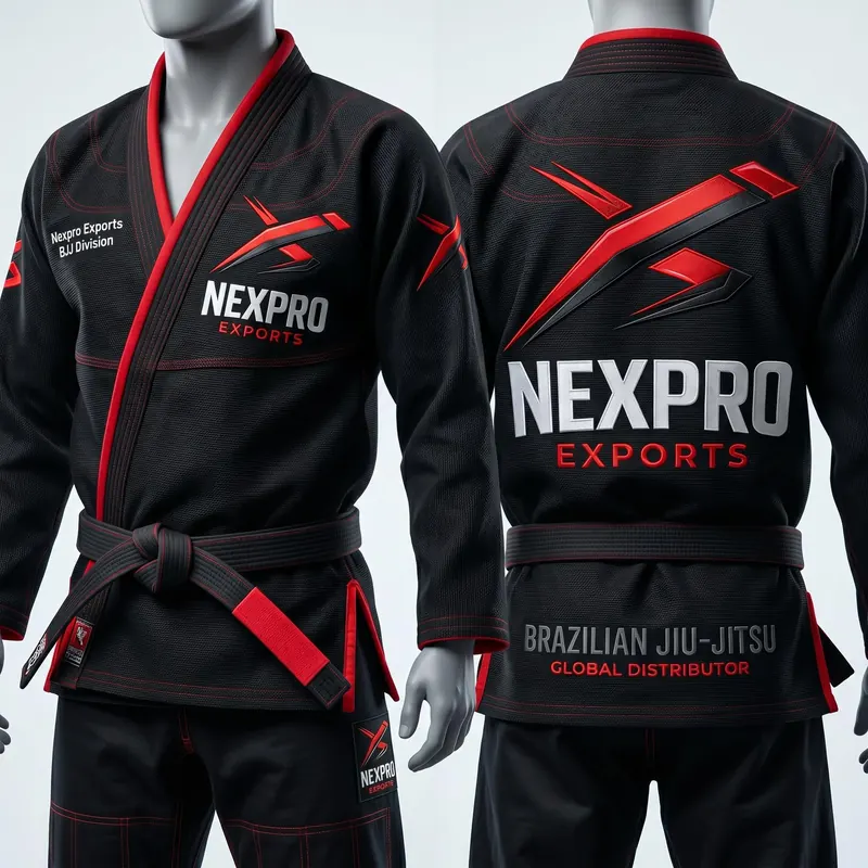 Custom BJJ Gi Brazilian Jiu-Jitsu Uniform Black Red – Nexpro Exports Wholesale